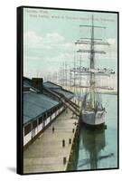 Tacoma, Washington, View of Docked Ships Loading with Wheat-Lantern Press-Framed Stretched Canvas