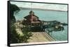 Tacoma, Washington, View of Point Defiance Park Pavilion at the Beach-Lantern Press-Framed Stretched Canvas