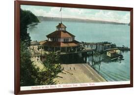 Tacoma, Washington, View of Point Defiance Park Pavilion at the Beach-Lantern Press-Framed Art Print