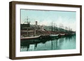 Tacoma, Washington, View of Ships at the Waterfront-Lantern Press-Framed Art Print