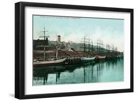 Tacoma, Washington, View of Ships at the Waterfront-Lantern Press-Framed Art Print
