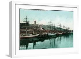 Tacoma, Washington, View of Ships at the Waterfront-Lantern Press-Framed Art Print