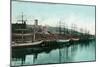 Tacoma, Washington, View of Ships at the Waterfront-Lantern Press-Mounted Art Print
