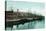 Tacoma, Washington, View of Ships at the Waterfront-Lantern Press-Stretched Canvas