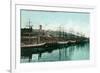 Tacoma, Washington, View of Ships at the Waterfront-Lantern Press-Framed Premium Giclee Print