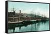 Tacoma, Washington, View of Ships at the Waterfront-Lantern Press-Framed Stretched Canvas