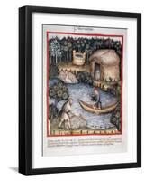 Tacuinum Sanitatis. 14th Century. Medieval Handbook of Health. Fishermen in a River-null-Framed Giclee Print