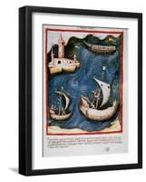 Tacuinum Sanitatis. Boats at Sea-null-Framed Giclee Print