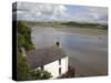 Taf Estuary with Dylan Thomas Boathouse, Laugharne, Carmarthenshire, South Wales, United Kingdom-Pottage Julian-Stretched Canvas