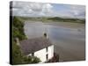 Taf Estuary with Dylan Thomas Boathouse, Laugharne, Carmarthenshire, South Wales, United Kingdom-Pottage Julian-Stretched Canvas