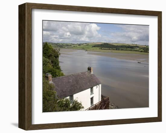 Taf Estuary with Dylan Thomas Boathouse, Laugharne, Carmarthenshire, South Wales, United Kingdom-Pottage Julian-Framed Photographic Print