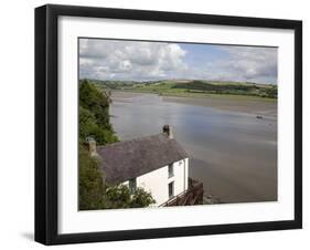 Taf Estuary with Dylan Thomas Boathouse, Laugharne, Carmarthenshire, South Wales, United Kingdom-Pottage Julian-Framed Photographic Print