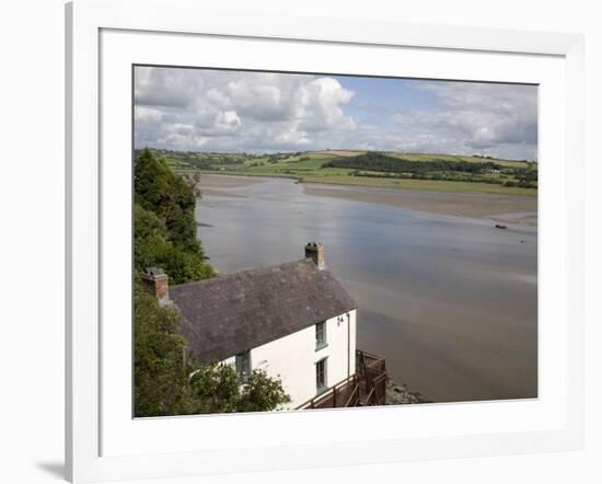 Taf Estuary with Dylan Thomas Boathouse, Laugharne, Carmarthenshire, South Wales, United Kingdom-Pottage Julian-Framed Photographic Print