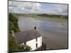 Taf Estuary with Dylan Thomas Boathouse, Laugharne, Carmarthenshire, South Wales, United Kingdom-Pottage Julian-Mounted Photographic Print