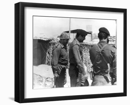 Taha Yassin Ramadan and Saddam Hussein Inspecting the Basra Front, Iraq, February 1987-null-Framed Giclee Print