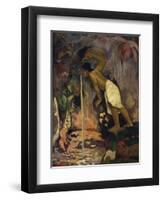 Tahiti, Painting of Papa Moe or Tahitian Woman Drinking at a Spring-null-Framed Giclee Print