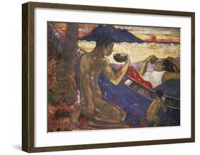 Tahitian Family-Paul Gauguin-Framed Premium Giclee Print