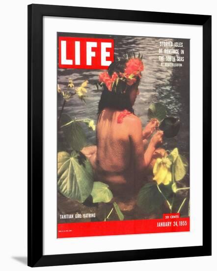 Tahitian Girl Bathing, January 24, 1955-Eliot Elisofon-Framed Photographic Print