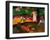 Tahitian Idyll, Two Women in Idyllic Scenery with Orange Dog, 1892-Paul Gauguin-Framed Giclee Print