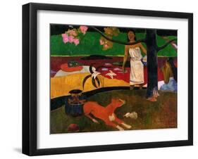 Tahitian Idyll, Two Women in Idyllic Scenery with Orange Dog, 1892-Paul Gauguin-Framed Giclee Print