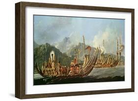 Tahitian War Canoes. in 1774 James Cook Witnessed a Review of the Fleet Consisting of 160 Big War…-William Hodges-Framed Giclee Print