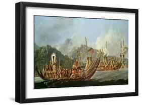 Tahitian War Canoes. in 1774 James Cook Witnessed a Review of the Fleet Consisting of 160 Big War…-William Hodges-Framed Giclee Print
