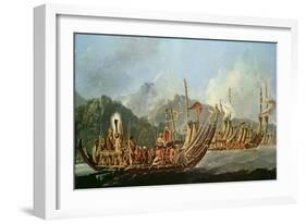 Tahitian War Canoes. in 1774 James Cook Witnessed a Review of the Fleet Consisting of 160 Big War…-William Hodges-Framed Giclee Print