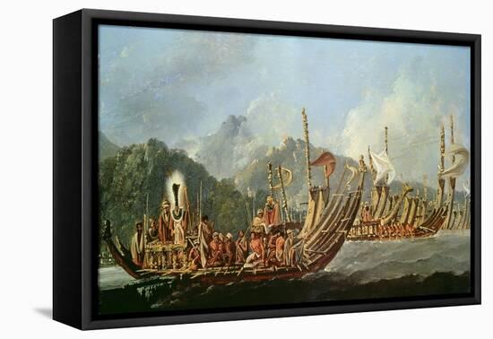 Tahitian War Canoes. in 1774 James Cook Witnessed a Review of the Fleet Consisting of 160 Big War…-William Hodges-Framed Stretched Canvas