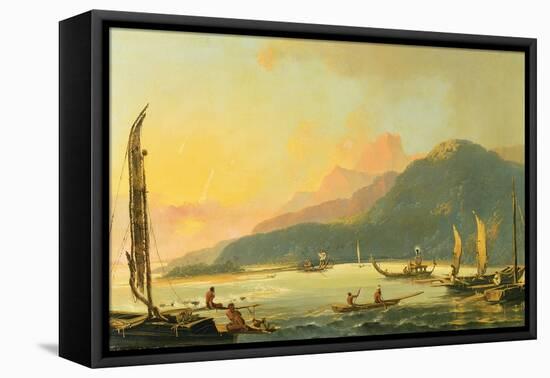 Tahitian War Galleys in Matavai Bay, Tahiti, 1766-William Hodges-Framed Stretched Canvas