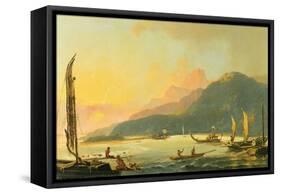 Tahitian War Galleys in Matavai Bay, Tahiti, 1766-William Hodges-Framed Stretched Canvas