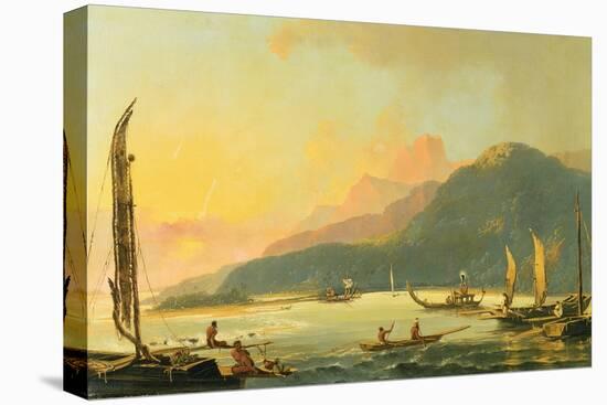 Tahitian War Galleys in Matavai Bay, Tahiti, 1766-William Hodges-Stretched Canvas