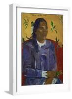 Tahitian Woman with a Flower, 1891-Paul Gauguin-Framed Giclee Print