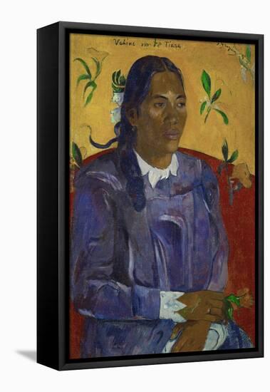 Tahitian Woman with a Flower, 1891-Paul Gauguin-Framed Stretched Canvas