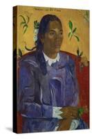 Tahitian Woman with a Flower, 1891-Paul Gauguin-Stretched Canvas