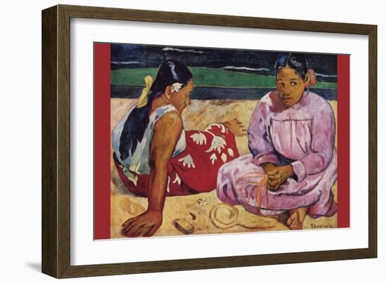 Tahitian Women on Beach-Paul Gauguin-Framed Art Print