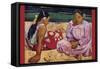 Tahitian Women on Beach-Paul Gauguin-Framed Stretched Canvas