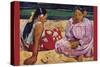 Tahitian Women on Beach-Paul Gauguin-Stretched Canvas