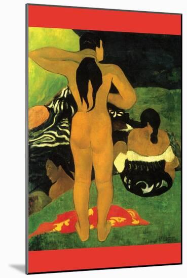 Tahitians on Beach-Paul Gauguin-Mounted Art Print