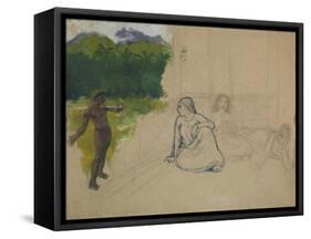 Tahitians-Paul Gauguin-Framed Stretched Canvas