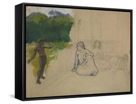 Tahitians-Paul Gauguin-Framed Stretched Canvas