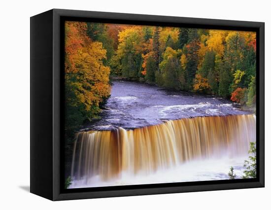 Tahquamenon Falls in Autumn-Joseph Sohm-Framed Stretched Canvas