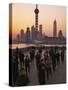 Tai-Chi on the Bund, Oriental Pearl TV Tower and High Rises, Shanghai, China-Keren Su-Stretched Canvas