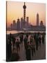 Tai-Chi on the Bund, Oriental Pearl TV Tower and High Rises, Shanghai, China-Keren Su-Stretched Canvas