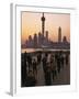 Tai-Chi on the Bund, Oriental Pearl TV Tower and High Rises, Shanghai, China-Keren Su-Framed Premium Photographic Print