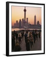 Tai-Chi on the Bund, Oriental Pearl TV Tower and High Rises, Shanghai, China-Keren Su-Framed Premium Photographic Print
