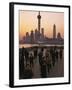 Tai-Chi on the Bund, Oriental Pearl TV Tower and High Rises, Shanghai, China-Keren Su-Framed Premium Photographic Print