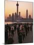 Tai-Chi on the Bund, Oriental Pearl TV Tower and High Rises, Shanghai, China-Keren Su-Mounted Premium Photographic Print