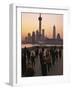 Tai-Chi on the Bund, Oriental Pearl TV Tower and High Rises, Shanghai, China-Keren Su-Framed Photographic Print