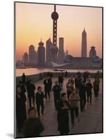 Tai-Chi on the Bund, Oriental Pearl TV Tower and High Rises, Shanghai, China-Keren Su-Mounted Photographic Print