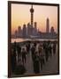 Tai-Chi on the Bund, Oriental Pearl TV Tower and High Rises, Shanghai, China-Keren Su-Framed Photographic Print